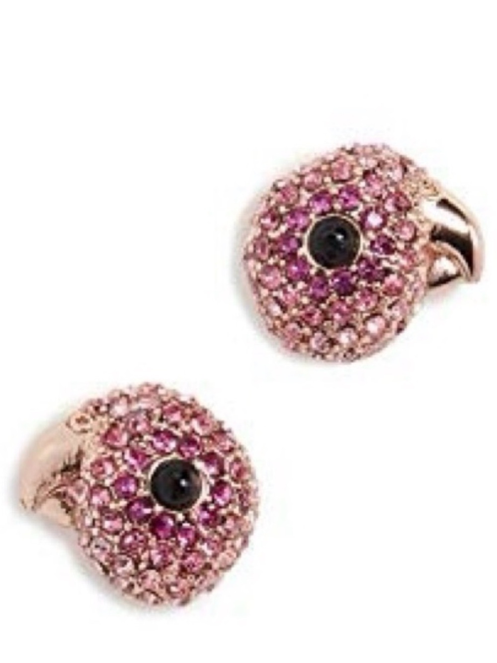 Kate Spade Tropical Paradise Parrot Pink Pave Stud Earrings Gold Tone Beach Bird